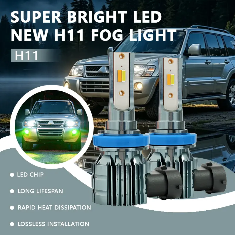 2pcs H11 H16JP H8 Dual Color LED Fog Lights Bulbs or DRL Plug and Play Super Bright 6500k White yellow green  Fog lamp