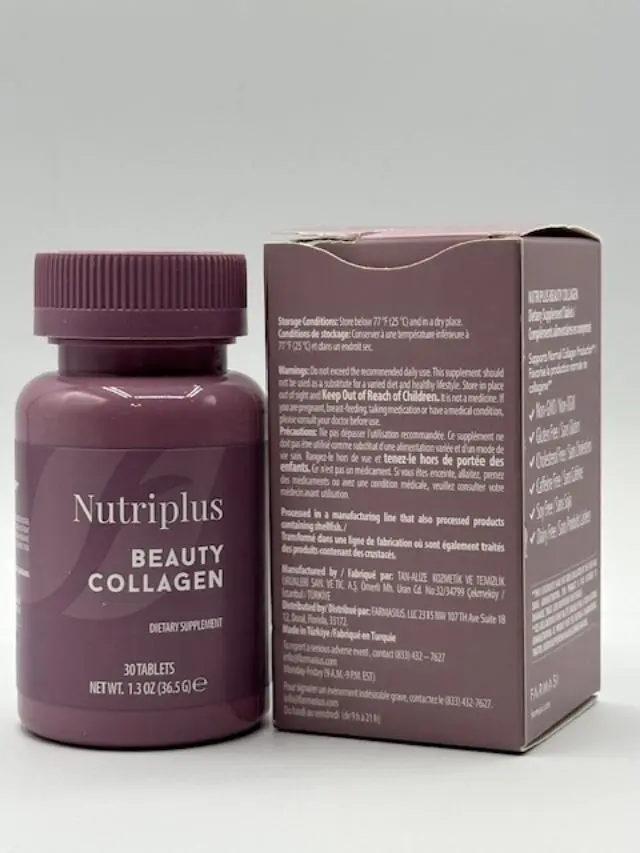 Beauty Plus Collagen Dietary Supplement Tablets - Natural Vitamin C-Infused, Prop 65 Safe, Boosts Collagen Production, Anti-Aging Hair & Nail Care, Collágeno Hair/Skin/Nails Support for Adults
