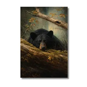 Vintage Black Bear Wall Art Print, Rustic Cabin Decor, Wildlife Hunter Poster, Fall Farmhouse Style