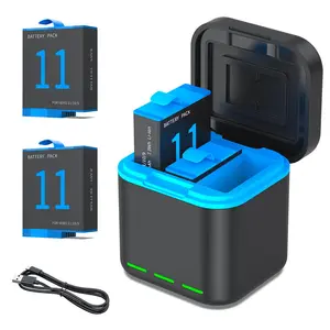 Rechargeable Battery with Charging Case, Larger Capacity 5V 3A 1900mAh Battery Pack for Hero 11/10/9 Series, Durable Camera Accessories