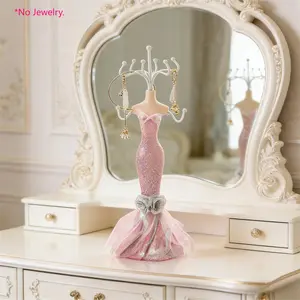 Multicolor Metal Jewelry Stand, Jewelry Organizer, Jewelry Storage Unit, Mannequin Display Rack for Necklaces, Bracelets, Earrings, Christmas Gift Idea Jewelry Display- Lady Model Dress Stand Holder for Women Girl Gifts, Valentine's Day Gift