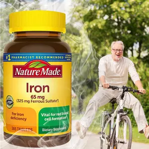 Vitamin and Mineral: Nature Made Iron 65mg Supplement supports RBC formation, iron deficiency& overall health 365 tablets for optimal health& fitness.