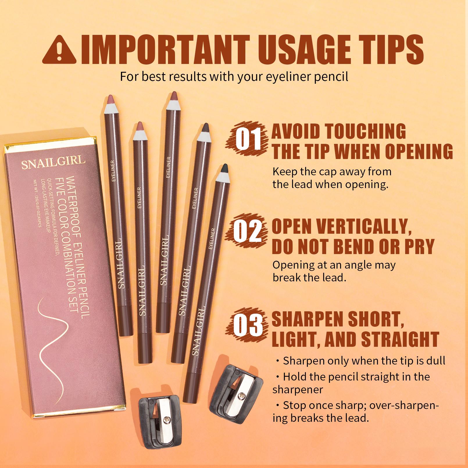 5pc/set Smooth Glide Eyeliner Pencil Cosmetic Set - Waterproof, Smudge-Resistant, Creamy-Textured, Long-Lasting Eye Liners for Daily Wear, Date Night Looks 5pc/set Smooth Glide Eyeliner Pencil Cosmetic Set - Waterproof, Smudge-Resistant, Creamy-Textured, Long-Lasting Eye Liners for Daily Wear, Date Night Looks