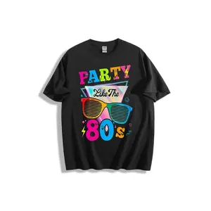 Retro 80s Party Graphic T-Shirt - Bold Multicolor 'PARTY Like The 80s' Design, Rainbow Sunglasses & Neon Accents, Fun Nostalgic Birthday Celebration Top for Women Men