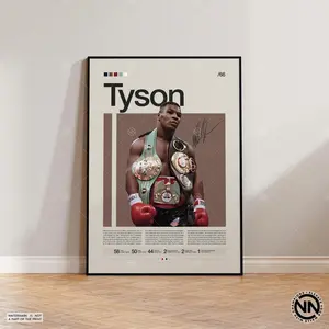Mike Tyson Poster, Boxing Poster UNFRAMED, Sports Poster, Boxing Wall Art, Mid-Century Modern, Motivational Poster, Sports Bedroom Posters