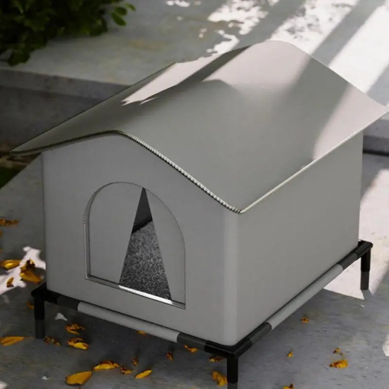 Waterproof Cat House, Comfortable Pet House with Double-sided Warm Pad, Ground Fixing Bracket, Cat House for Home Indoor Cats, Pet Furniture for Dogs