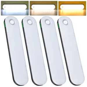 Deerdance Tri-color temperature cabinet sensor light 3m sensor head, switch button click always on + light sensor human body sensor light, dimmer button click to switch the three color temperature, long press infinitely dimmable light bar