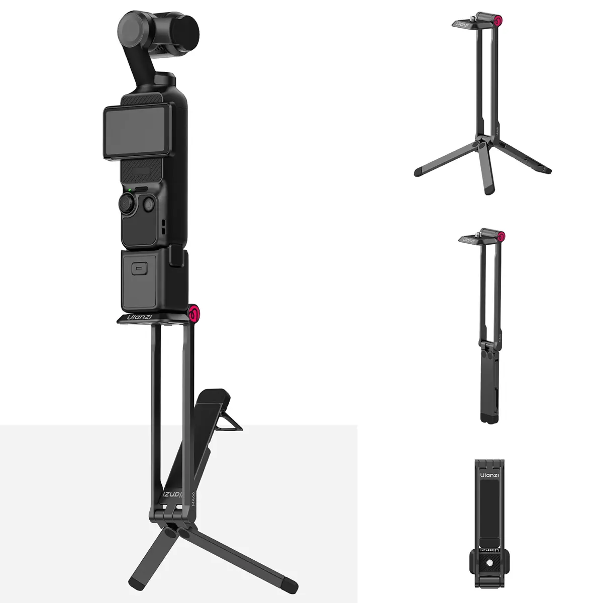 ULANZI MA66 Folding Camera Tripod & Selfie Stick Accessories, Compatible with DJI OSMO Pocket 3/4/4 Pro/Luna, Quick Release Stand with 1/4 Mount, Uka & Arca-Swiss Magnetic Design, Mantis Hook for Desktop Video