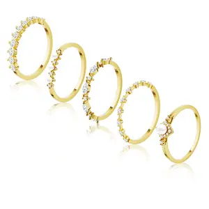 Dearmay Stackable Rings for Women Non Tarnish, Dainty Rings Set Thumb Fashion Thin Cubic Zirconia Simple Unique Statement Ring Pack Women Jewlery 6/7/8/9/10 Greenish Spring