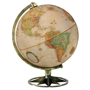 Replogle Made in USA Compass Rose 12″ Antique Raised Relief Desk Globe with Detailed World Map and Brass Stand