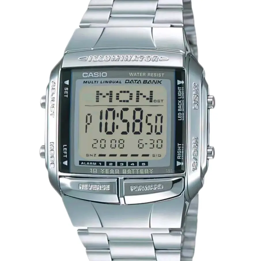DB360-1A New Casio silver illuminator b vintage data bank men' s watch