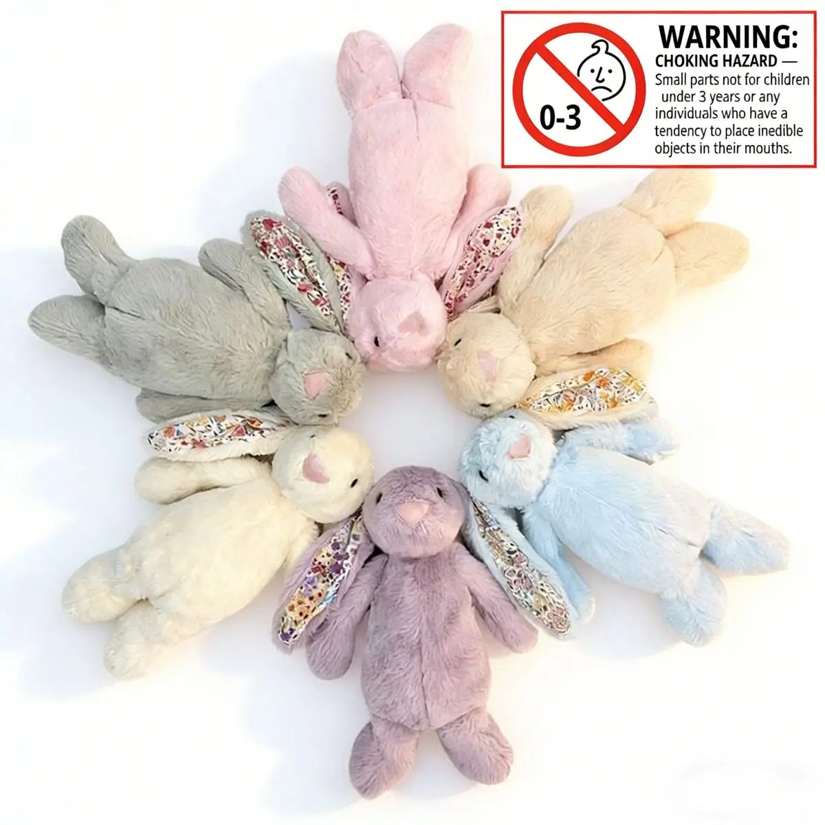 Cute Rabbit Plush Toy, Floral Lop-Eared Bunny Plush Doll, Birthday Gift, Christmas Gift for Children, Home Decoration