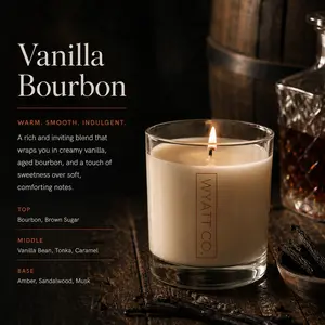 Vanilla Bourbon 13.5oz. Candle Hand-Poured in Reusable Whiskey Glass