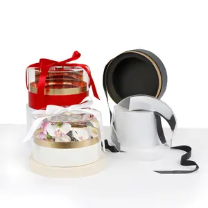 Round Shaped Box with Acrylic Glass Top, Red/White/Black | W585