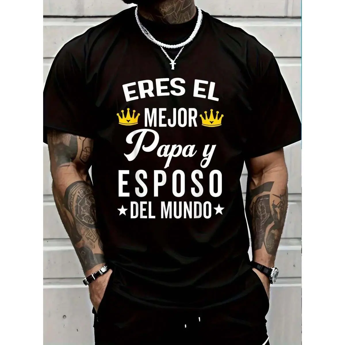 Men's Short-Sleeve Graphic Tee - Father's Day Gift for Dad, Best Husband, Smooth Velvet Menswear with Sturdy Hem, Casual Sports Top for Men, Loose, Shortsleeve, Original, Flannel, Classic, Soft, Stylish, Breathable, Fabric, Round Neck, Streetwear