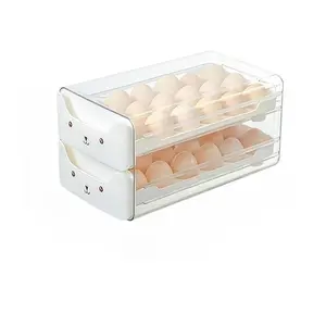 Egg Rack Organizer Drawer Design, Transparent Stackable Egg Box for Kitchen Storage, Space-Saving Solution for Eggs & Food Organization
