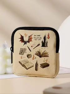 Dragon Pattern Printed Coin Wallet, Multifunctional Storage Bag, Durable Polyester, Digital Printing, Key Card Holder, Ideal Gift