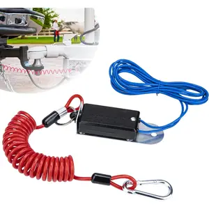Trailer Breakaway Switch, with 4 FT Coiled Trailer Brake Away Cable, Trailers Breakaway Kit with Pull Pin Steel Spring Towing Wire, Trailers Emergency Brake Cable for RV Travel Trailers Towing
