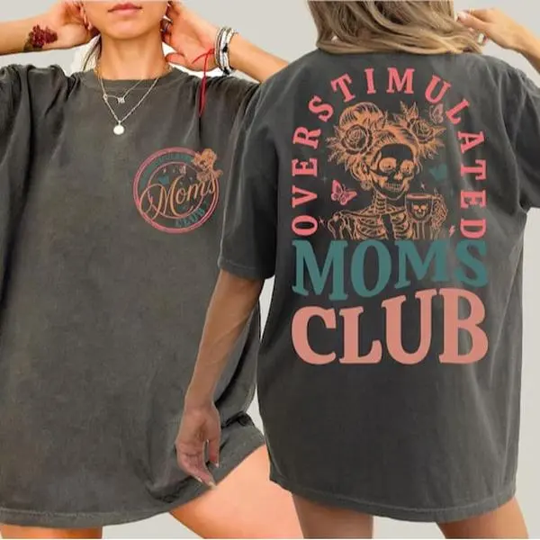 Overstimulated Moms Club Comfort Colors shirt, funny mama birthday tee, soft comfy mom shirt, perfect Mother’s Day gift for moms everywhere.