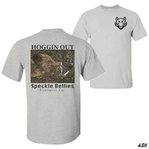 Speckle Bellies Hoggin Out T-Shirt - Rustic Hog Hunting Outdoor Apparel, Vintage Southern Hunter Shirt, Casual Country Sportsman Top for Men and Women, Shortsleeve, Cotton