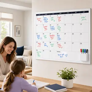 Large Dry Erase Calendar for Wall – 36"x48" Undated Monthly Planner Whiteboard, Stain-Free Laminated Surface, Premium Adhesive Included, Reusable Wall Calendar for Home Office Classroom festive decor