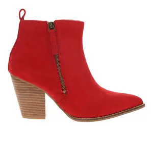 Corkys Womens High Standards Pointed Toe Zippered Casual Boots Mid Heel 2-3" - Red