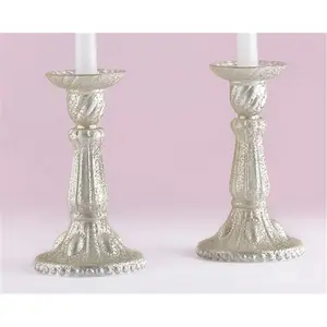 Kate Aspen  Light Champagne Frosted Mercury Glass Candlesticks