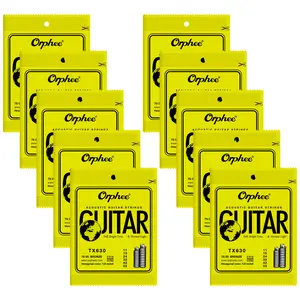 Orphee TX630 Guitar Strings (1pc/5pcs/10pcs Optional), Light, 11-52, Acoustic Guitar Strings, 6 Strings Set, Hexagonal Carbon Core 75/25 Bronze