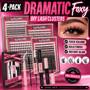Amazing! 4 Styles  MAX-PACK Cluster Lash Extension Gift Set | Includes  Natural   Styles + Extra Volume | Soft & Lightweight | Comes with Glue, Tweezers & Brush | Easy DIY at Home | 1 Set Mixed Length Individval Eyelash Extensions Kit