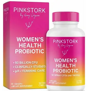 Pink Stork Women's Health Probiotic 50 Billion CFUs per Serving 30 Capsules for Digestive Wellness & Immune Support US Made Daily Supplement