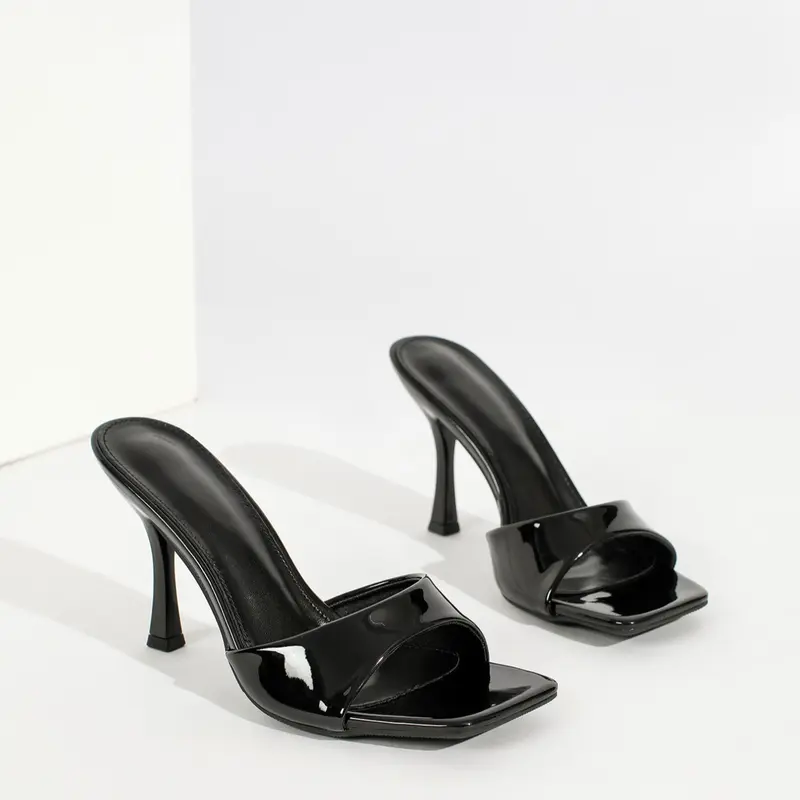 Women's Sexy Party Sandals 9cm Plain Rubber Sole Medium Width