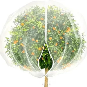 1PC Fruit Net Bags for Fruit Trees, Bird Netting Protects Apple Trees and Blueberry Bushes from Birds, Pests and Deer, Cicada Net Cover with Zipper and Drawstring