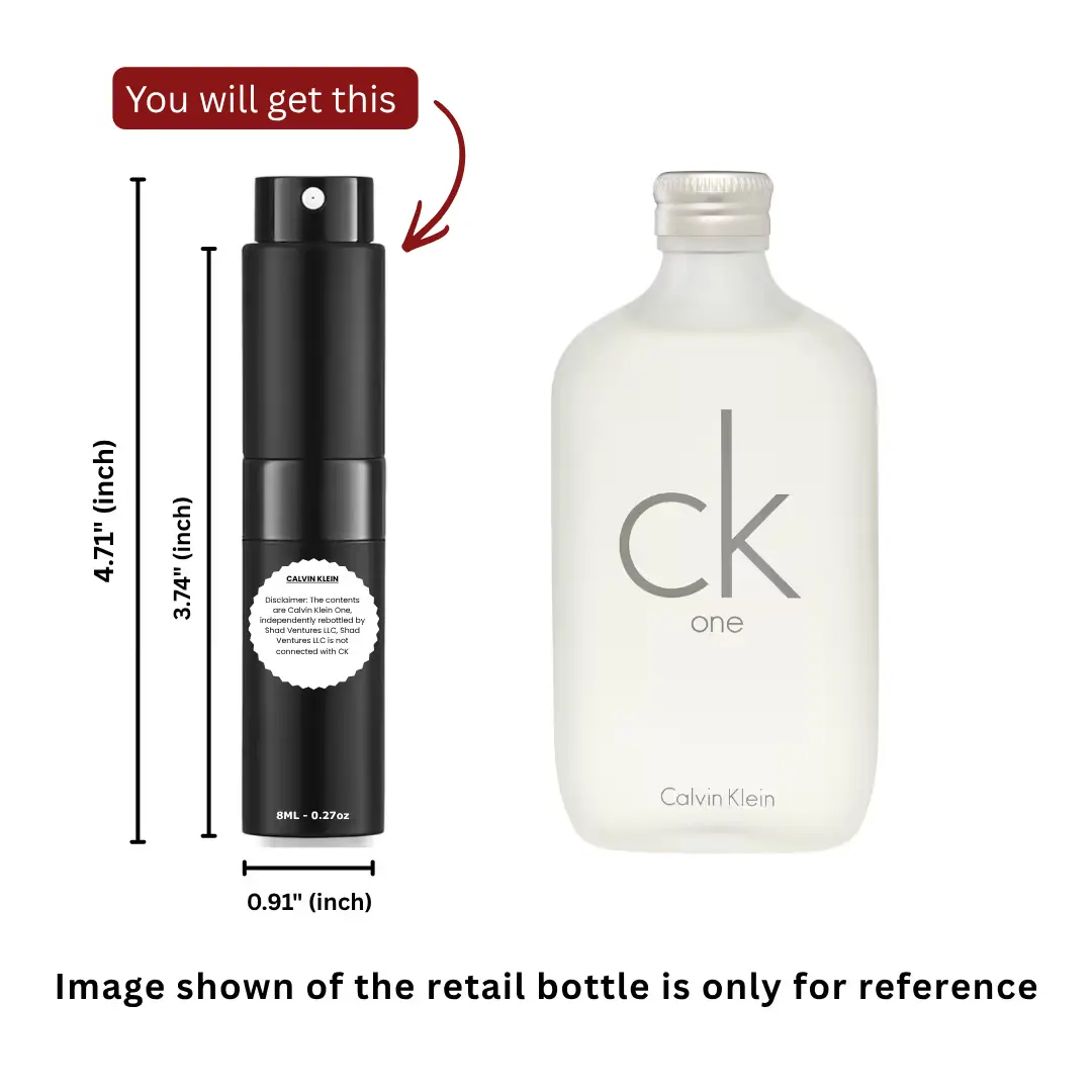 Calvin Klein CK One Eau de Toilette 8ml / 0.27oz – 100% Original Authentic Decanted Perfume Spray (Unisex)