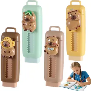 4Pcs Retractable Erasers Cute Capybara Rubber Push-Pull Eraser Soft Rubber Sliding Animal Fun Pencil Erasers for      Boys Girls Students Capybara Lovers School Office Supply StationeryAB20Lumora Living
