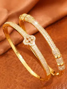 2-piece Ins popular copper cuff bangle set, showcasing elegant and fashionable style, versatile for daily use, perfect gift for gifting (Christmas, Mother's Day, Valentine's Day, New Year gifts), Stackable Bracelets, Fashionable Bangles