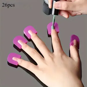 26pcs/pack nail overflow clip nail edge print French gradient nail polish glue overflow prevention assistant nail protection kit U-shaped 10 perfect fit and easy manicure size Nail Art