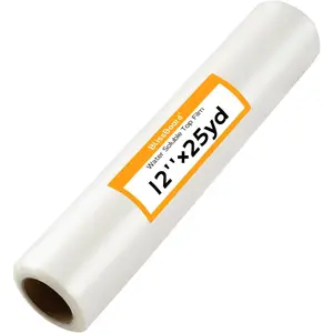 Soluble Stabilizer for Embroidery, Wash Away Stabilizer 12" * 25 Yd 35 Um,Clear Backing & Topping Film for Embroidery Machines Hand Sewing