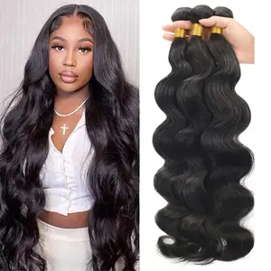 Gefily [12A Premium Upgraded] Body Wave Human Hair Bundles 24, 32, 34 Inches 3 Bundles Human Hair Deals Real Human Hair 12A Body Wave Bundles Unprocessed Brazilian Virgin Hair Natural Black Color for Women