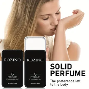 ROZINO Black Solid Perfume - Natural Fragrance Extracts of Amber Lily Sandalwood Rose Peony & Cherry Blossom - Portable 10g Reapplication - Suitable for Dating & Travel - No Alcohol Synthetic Pigments or Irritating Preservatives