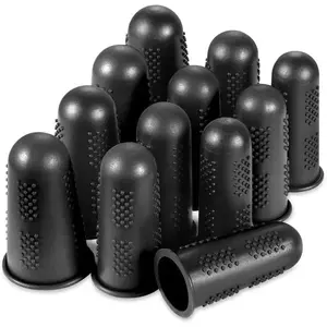 Finger Protectors,12 Pieces,  Finger Protectors, 3 Sizes Rubber Fingers Thimble Protectors Guard Tips Caps Pads Cover for Hot Glue  | Embroidery | Sewing | | Sorting Task - Black