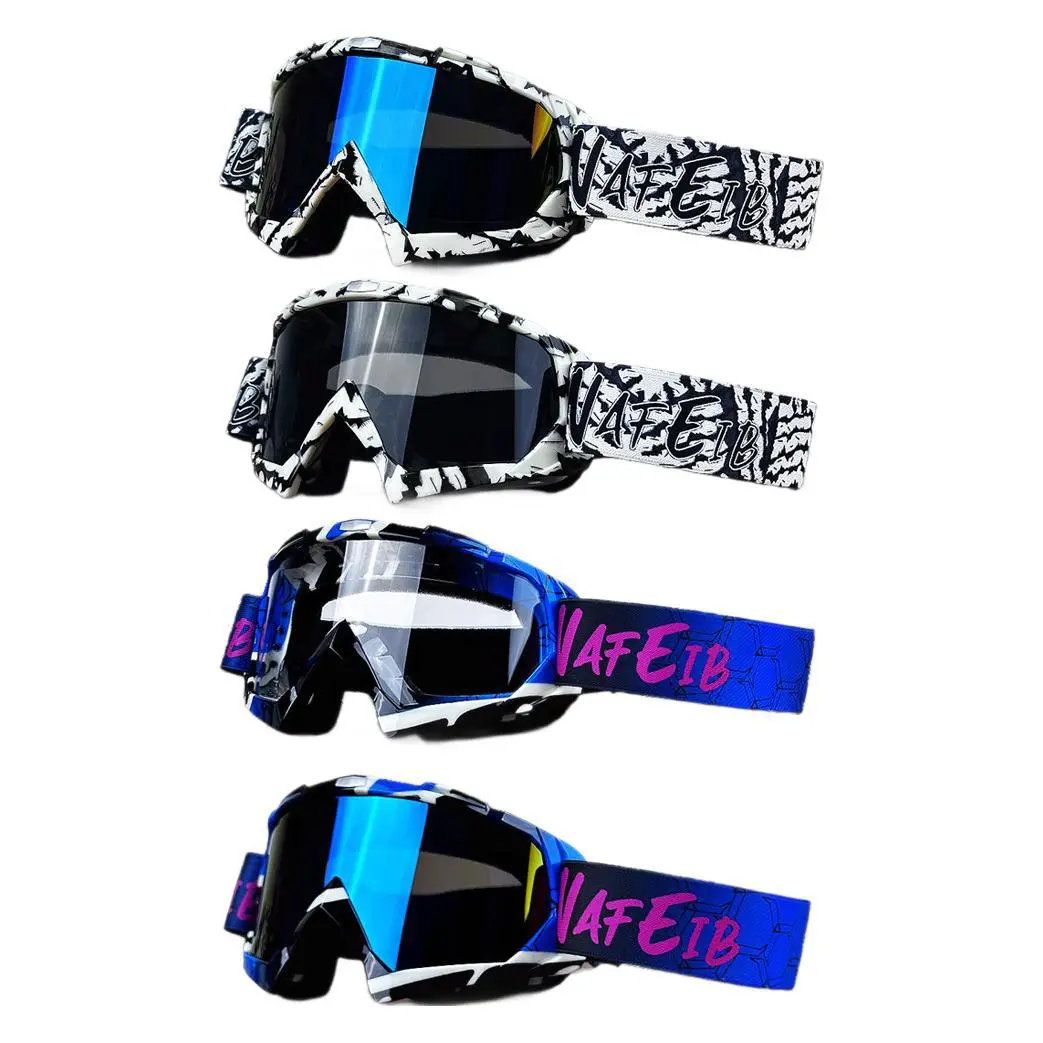 Unisex Cycling Goggles with Replaceable Lenses, Anti-Fog Wide View Motorcycle & Mountain Bike Windshield, Fits over Glasses Motocross Protective Gear Goggles