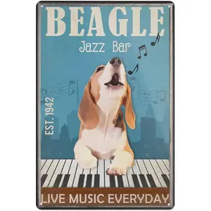 Vintage Metal Signs Beagle Dog Poster Vintage Metal Tin Signs Funny Beagle Dog Poster for Home Decoration (Dog Sign A, 8x12 inches)