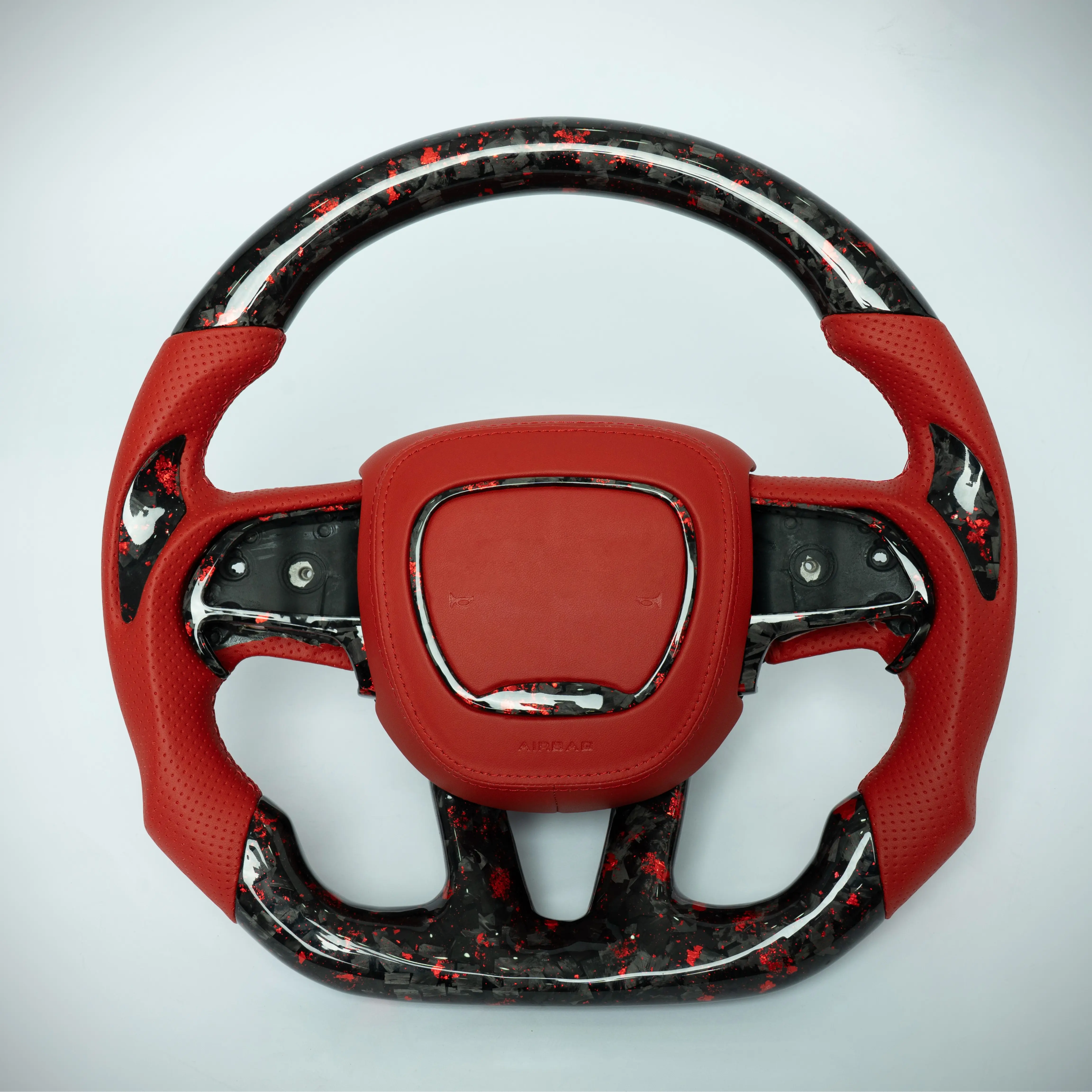 Dodge Forged Carbon Fiber Steering Wheel with Red Accents, Car Interior Cars Accessories