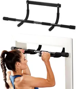 Pull Up Bar - 8-Grip and 12-Grip Door Frame Mounting Pull-Up Bar for Versatile Workouts - Rugged Steel Frame with Foam Handles - Supports 300 Pounds - Fits Door Frames Up to 32 in. Wide – Black