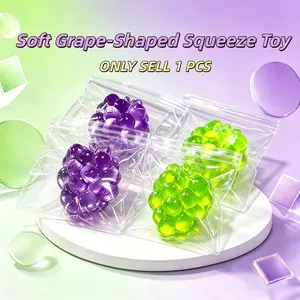Grape Shape Soft Gel Stress Relief Toy, Tpr Material Sensory Squeeze Toy, Stress Ball Squishy, Ultra Soft Mud Texture, Anxiety Relief, Fun for Adults and Kids, Perfect Gift