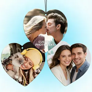 Personalized customized heart-shaped car fragrance, car aromatherapy, customized air freshener with pictures, double-sided printing, car, wardrobe and bathroom accessories, preferred gift giving, multiple fragrances, 2/4 pieces