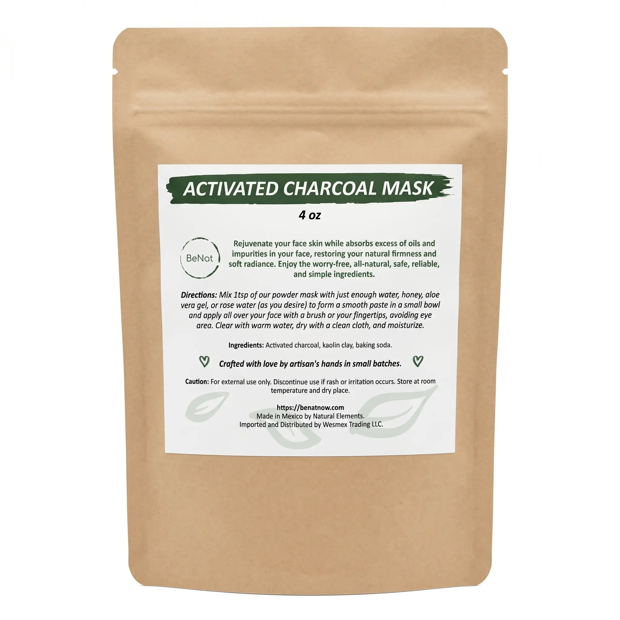 Activated Charcoal Facial Mask Powder - Deep Cleansing & Clarifying Clay Powder Mask for Unclogging Pores, Absorbing Excess Oil & Gentle Exfoliation - Natural Skincare (4 oz)
