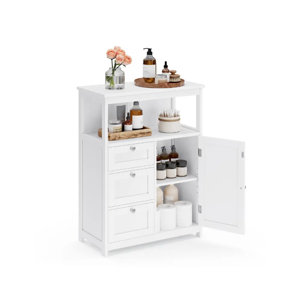 VASAGLE Modern Floor Storage Cabinet, Freestanding Unit with 3 Drawers, Adjustable Shelf, 11.8x23.6x31.5 Inches, for Living Room, Bathroom, Modern Storage Cabinet