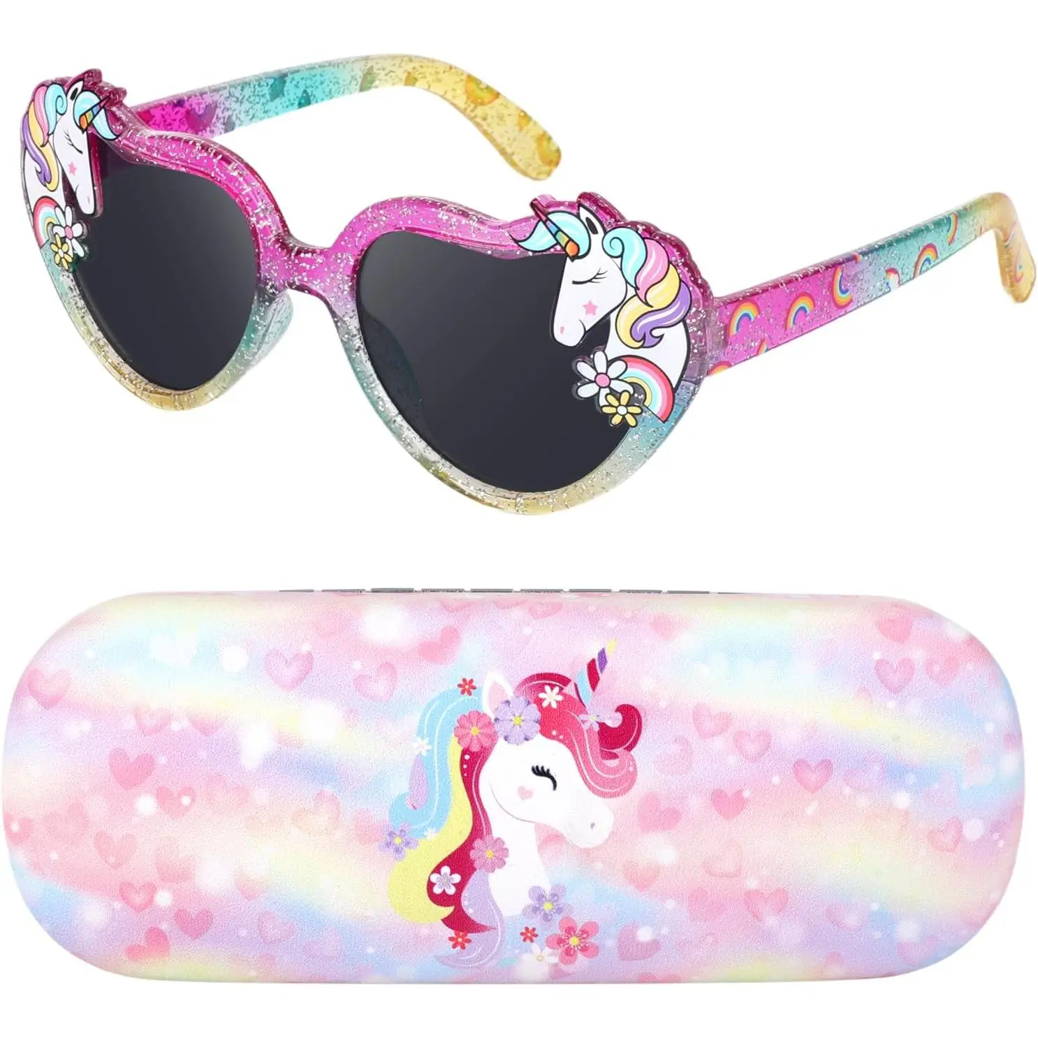 S-22 Kids Sunglasses Girls Eyeglasses UV Protection Toddler Sunglasses with Sunglass Case Party Beach Dress Up Glasses