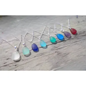 Sea Glass Drop Necklace Gift for Beach Lover